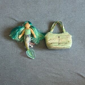 Teal-Haired Plush Mermaid Doll with matching Purse